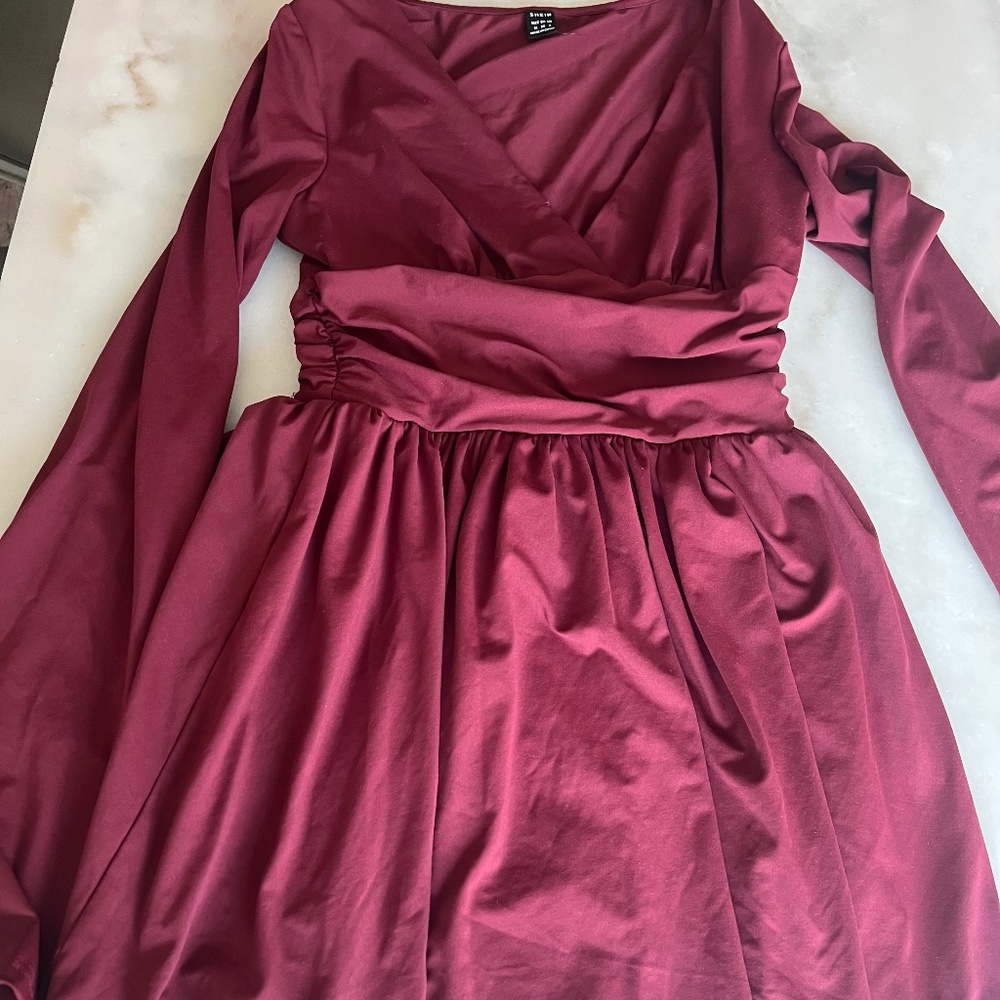 Wine red a line dress